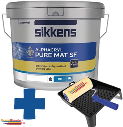 Sikkens Muurverf - Kleurcode G0.05.85 - Alphacryl pure mat SF 10 Liter + GRATIS 18 CM verfroller anti-spat + GRATIS verfbakje + GRATIS verfrolbeugel