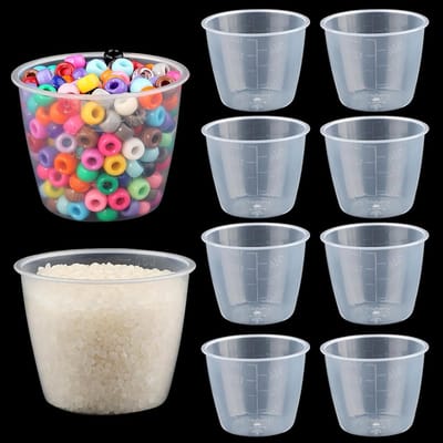 Dailygoods - 10 stuks rijstmaatbekers, 160 ml transparante rijstkoker, vervanging voor het meten van droge en vloeibare ingrediënten, plastic kleine maatbeker voor keuken en wasgoed