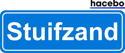 Hacebo - Plaatsnaam Sticker - 29x10 CM - Stuifzand sticker - Verkeersborden sticker - grappige cadeaus - Stuifzand