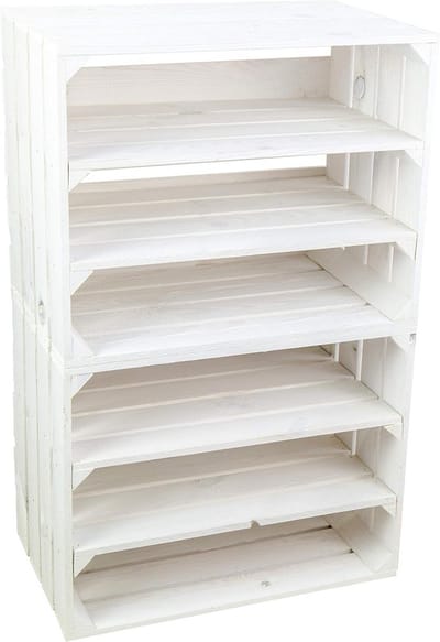 Set van 2 Houten Fruitkisten als Opbergrek of Wijnrek Wit