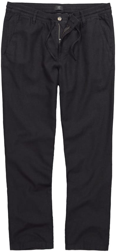 JP 1880 - Heren - broek van linnenmix elastische instapband tot 72 - Zwart - Maat 52