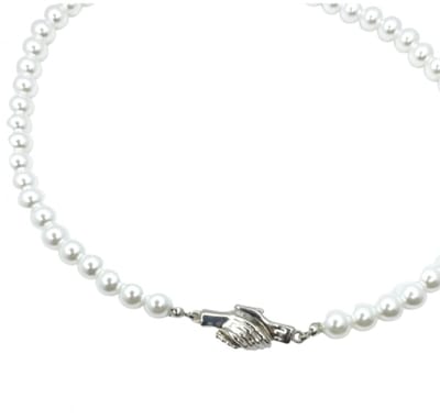 Magneet Parelketting- 45 cm Handjes- Magneetsluiting-Zilversluiting- wit 8 mm synthetische - Charme Bijoux