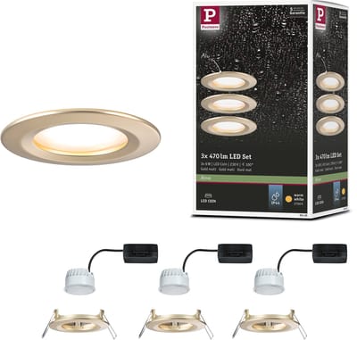 LED-inbouwlamp Nova Coin Basisset star IP44 rond 78 mm Coin 3x6W 3x470lm 230V 2700K Goud mat