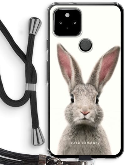 Case Company® - Hoesje met koord geschikt voor Google Pixel 5 hoesje met Koord - Daisy - Telefoonhoesje met Zwart Koord - Bescherming aan alle Kanten en Over de Schermrand