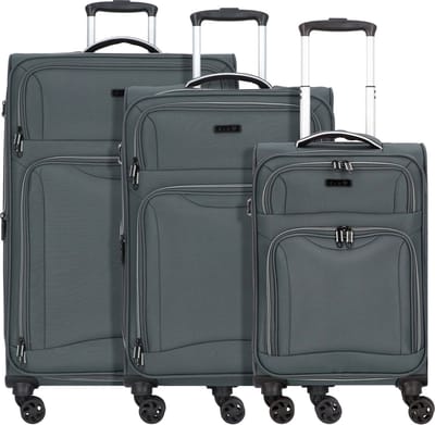 d & n Travel Line 9204 4 wielen Kofferset 3-delig met uitbreidingsplooi - Zachte bagage - TSA slot - grau