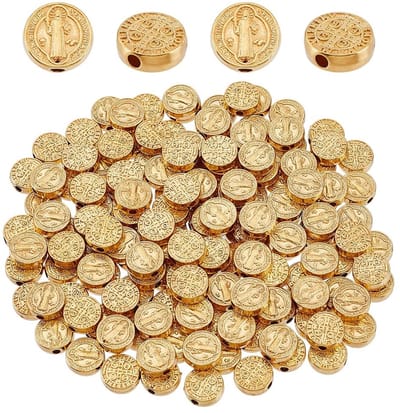 Dailygoods- Kralen 150 Stuks - Platte Ronde Kralen - Dubbelzijdige Spacer Kralen - Metalen Kralen - DIY Sieraden Maken - Gouden Afwerking