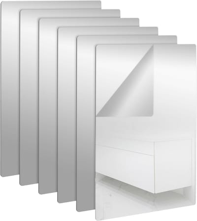 Zelfklevende Acryl Spiegel 20 x 30 cm - Frameloze Wandspiegel voor Woonkamer, Slaapkamer en Gym - Set van 6 Flexibele Spiegels