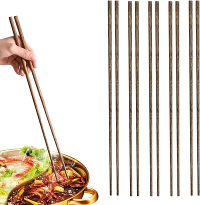 Houten Kookstokjes 43cm Herbruikbare Kookstokjes voor Hot Pot, Noodles en Roerbakgerechten - 4 Paar