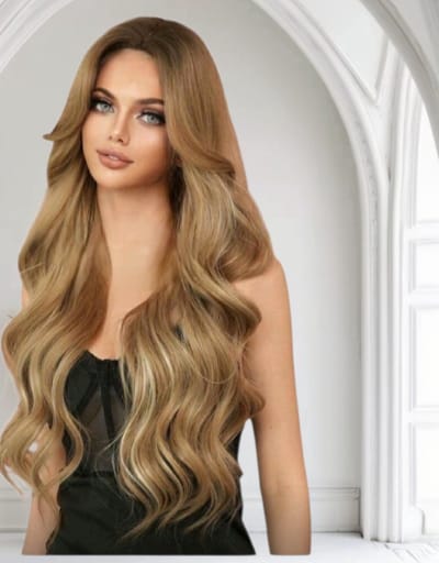 Highlight Bruin Golf Dames Pruik – Lang Haar 75 cm – Hittebestendig & Wasbaar- Europees en Amerikaans - Pruiken-Frazimashop
