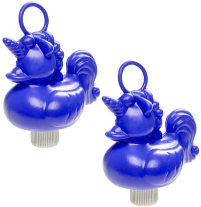 Duckiez eenhoorn badeendje badspeelgoed - 6x - blauw - 12 x 6 cm - Met oogje voor het hengelspel - kunststof