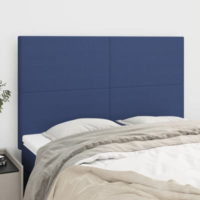 vidaXL - Hoofdbord - blauw - 144x5x118/128 - cm - stof