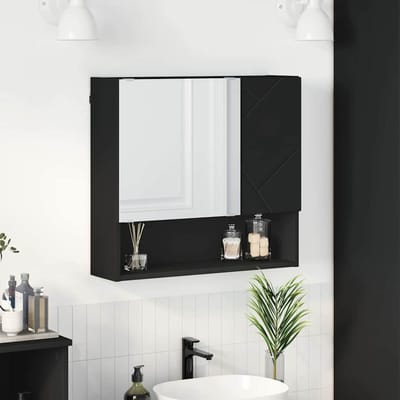 vidaXL - Spiegelkast - Zwart - 59 - x - 17 - x - 55 - cm - Bewerkt - hout