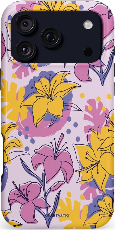 Casetastic hoesje geschikt voor Apple iPhone 17 Pro Max - MagSafe - Dubbellaagse bescherming - Flora Fantasia - Fashion Case - Lila Goud Lichtgrijs Taupe