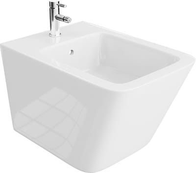 LAVITA LAGO - Wandbidet hangend - 340x485x325mm - Wit hoogglans - Met kraangat en overloop - Keramiek badkamer