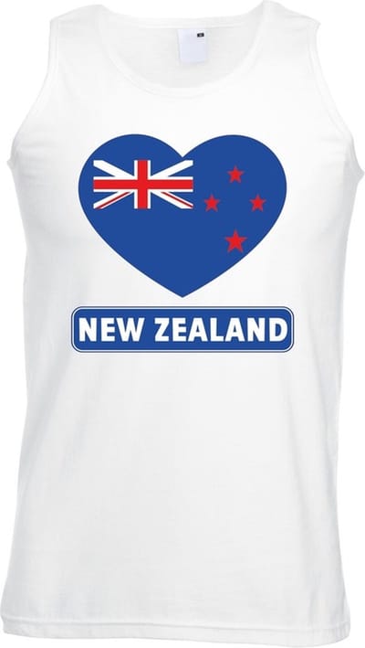 Nieuw zeeland singlet shirt/ tanktop met Nieuw zeelandse vlag in hart wit heren S