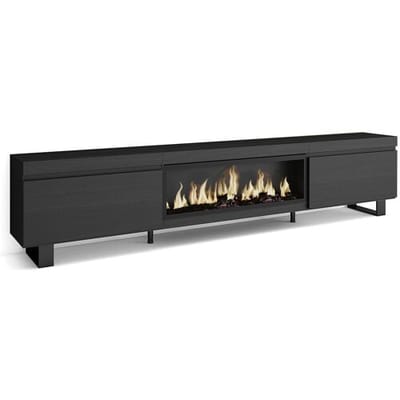Skraut Home TV-Meubel, Lowboard, 267x35x57cm, Groot formaat TV, Elektrische haard XXL, Industrieel design, Zwart