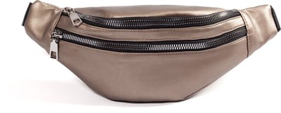 KIMU® Heuptas Brons 2 Ritsen - Fanny Pack met Twee Vakken - Zwarte Band - Tasje Heuptasje Brons Bruin Festival
