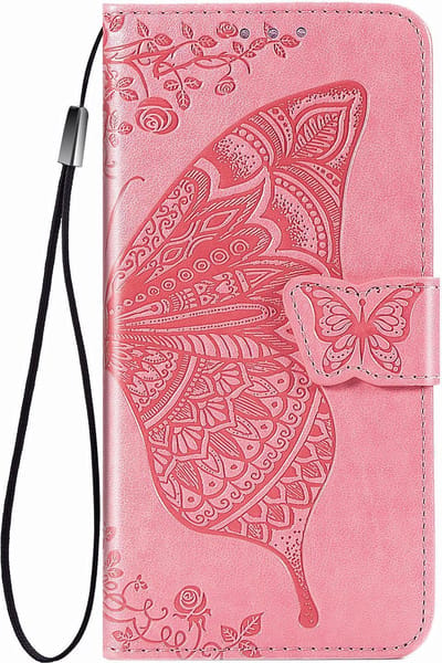 Hoesje geschikt voor iPhone 8 - Bookcase - Pasjeshouder - Portemonnee - Vlinderpatroon - Kunstleer - Roze