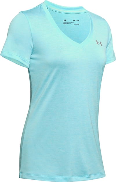 Under Armour - Maat S - Tech SS V-Twist Dames Sportshirt Blue Haze