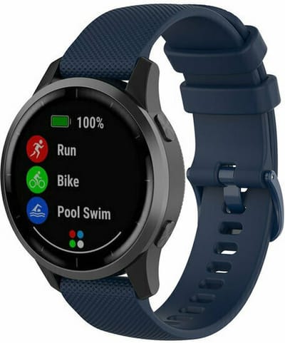 By Qubix - Geschikt voor Garmin bandje - Geschikt voor Garmin Vivoactive 4 / 4L - Sportband met motief - Donkerblauw - Smartwatch bandje 22mm