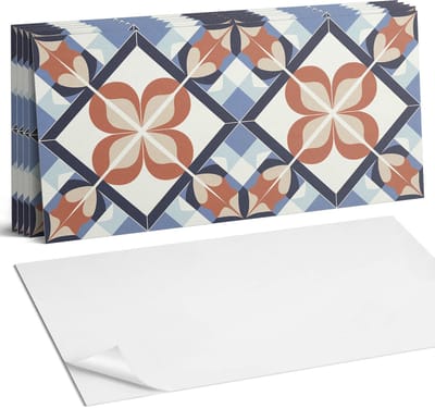 Coloray Plaktegels - Symmetrisch bloemenpatroon Wandtegel Zelfklevend - 60 cm x 30 cm - Bruin Plaktegels - 6 stuks - Rechthoek PVC Tegels - Plaktegels Keuken - Zelfklevende Vloertegels Badkamer - Vinyl Tegels - Zelfklevende Wandtegels