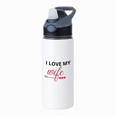 Hacebo® - I love my wife waterfles met rietje zwart - Liefde - je vrouw - Valentijnsdag - verjaardagscadeau - cadeau voor vriendin - water fles - 650ML
