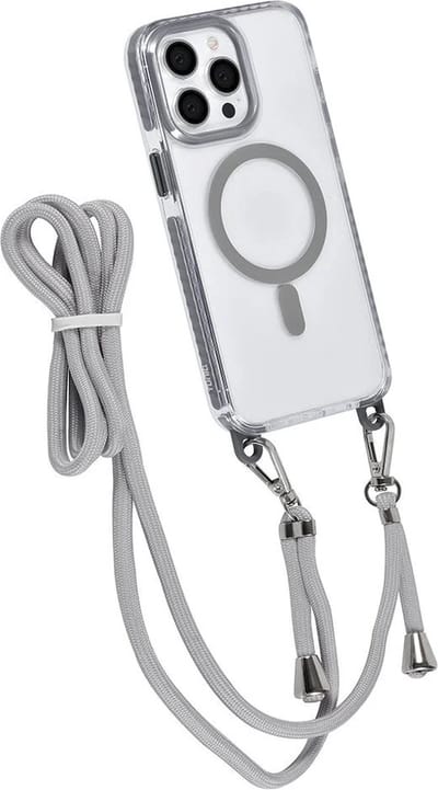 Hoes Geschikt voor: iPhone 15 Pro Hoesje voor om de nek - Magnetisch Magsafe Hoesje Met Koord - Hoes Met Koord - Hoes Cover Met Koord - Grijs