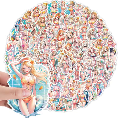 Manga Stickers - Sexy vrouwen in Bikini - 100 Anime Girls stickers - 4x6CM - Laptopstickers voor Volwassenen