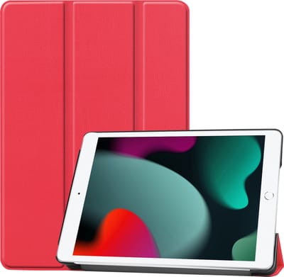 Hoesje Geschikt voor Apple iPad 9 (2021) - 10.2 inch - 9e Generatie - Dun & Stevig - Trifold Bookcase - Hard Cover - Hardcover Book Case - Tablet Hoes - Rood