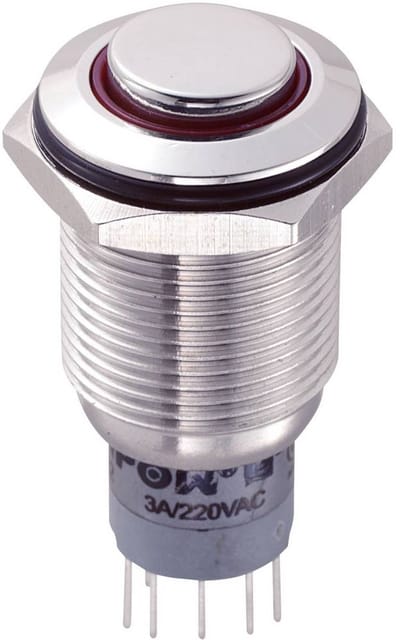TRU COMPONENTS 701781 LAS2GQH-22E/R/12V/S/P Vandalismebestendige druktoets 250 V/AC 3 A 2x aan/(aan) Moment Rood IP65 1