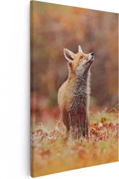 Artaza Canvas Schilderij Vos - 20x30 cm - Klein - Muurdecoratie Dieren - Wanddecoratie Bos - Schilderijen Op Canvas