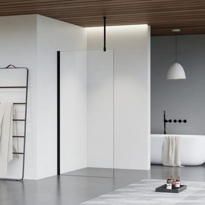 FugaFlow Eccelente Vetro inloopdouche badkamer - 110x200cm - helder glas - plafondarm - mat zwart