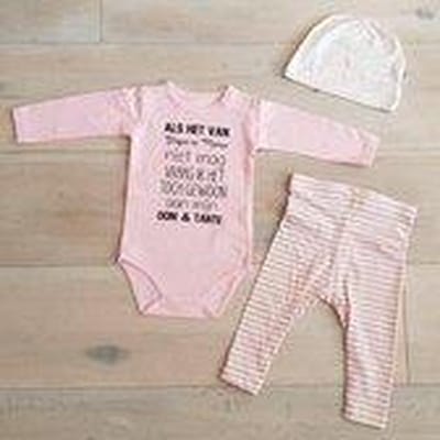 pyjama Baby pakje cadeau geboorte meisje jongen set met tekst aanstaande zwanger kledingset pasgeboren unisex  romper lange mouw wit en broekje| Huispakje | Kraamkado | Gift Set babyset kraamcadeau babygeschenkset