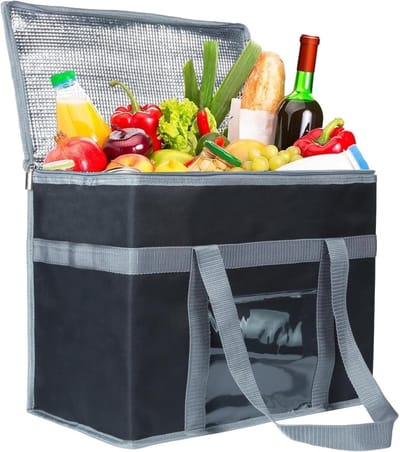 Grote geïsoleerde tas voor warme of koude voeding, veelzijdige koel tas, ideaal als boodschappentas, thermotas en warmhoudtas, perfect voor picknicks en uitjes.