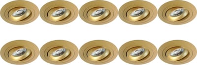 Spot Armatuur 10 Pack - Proma Alpin Pro - GU10 Inbouwspot - Rond - Goud - Aluminium - Kantelbaar - Ø92mm