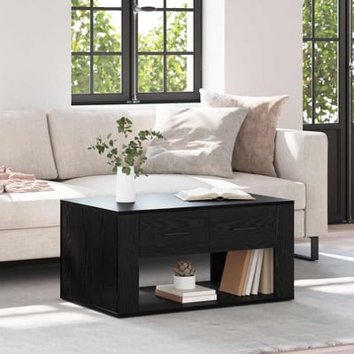 vidaXL - Salontafel - Zwart - Eiken - 80 - x - 50 - x - 40 - cm - Bewerkt - hout