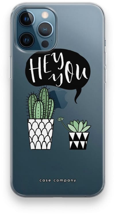 Case Company® - Hoesje geschikt voor iPhone 12 Pro hoesje - Hey you cactus - Soft Cover Telefoonhoesje - Bescherming aan alle Kanten en Schermrand