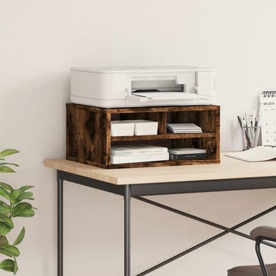 vidaXL - Printerkastje - 49x40x22,5 - cm - bewerkt - hout - gerookt - eikenkleurig