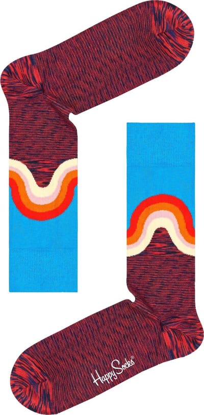 Happy Socks Sokken Wave Blauw - Maat 41-46 - Heren - Grappige sokken - Halfhoge sokken