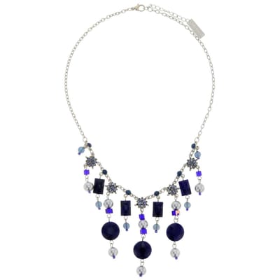 Behave - Ketting - Zilverkleur met blauwe hangers - Feestelijk en stijlvol
