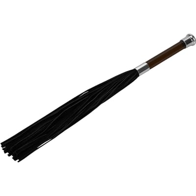 Rimba - Suede Flogger Met Glazen Handvat En Kristal - Zwart