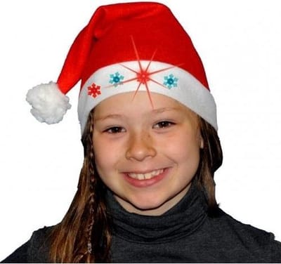 2x stuks kerstmutsen met lampjes/lichtjes voor kinderen - kindermaat 54