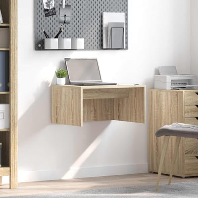 vidaXL - Aan - de - muur - bevestigd - bureau - Sonoma - Eik - Bewerkt - hout