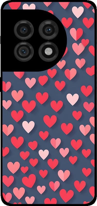 Smartphonica Telefoonhoesje Geschikt voor OnePlus 11 met Roze en Rode Hartjes Opdruk - TPU Backcover Case With Rosé and Red Heart Design geschikt voor OnePlus 11