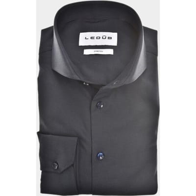Ledub modern fit overhemd - popeline - donkerblauw - Strijkvriendelijk - Boordmaat: 42