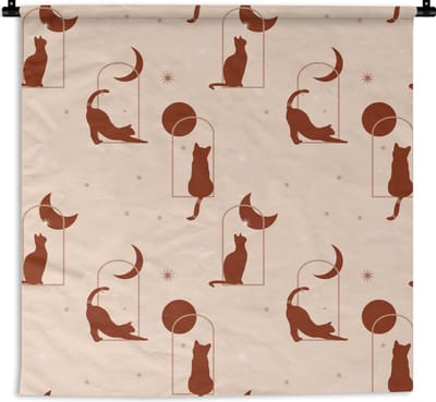 Wandkleed - Wanddoek - Kat - Sterren - Patronen - 180x180 cm - Wandtapijt