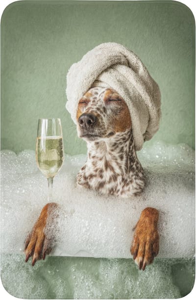 WC mat 40x60 cm - Antislip - Hond - Bad - Champagne - Handdoek - Toiletmat - Vloermat - Douchemat - Toilet tapijt - Toiletmatten