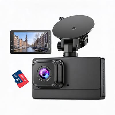 Dashcam Voor en Achter Full HD – Dual Camera met Nachtzicht en Automatische Incidentopslag – Compact Design – Inclusief 32GB Geheugenkaart