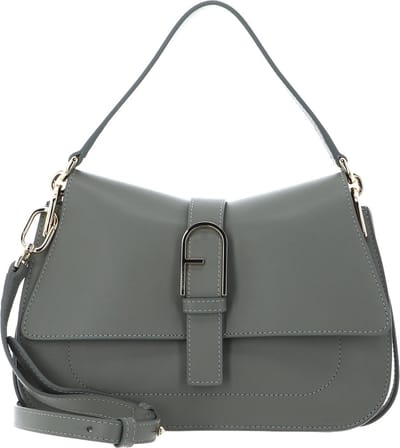 FURLA Leren Schoudertas Flow Top Handle Agave Grijs