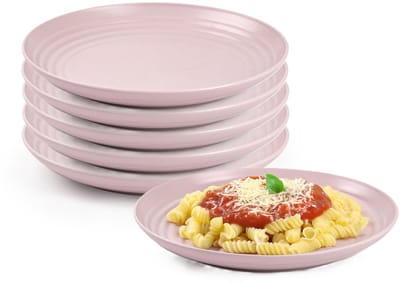 Plasticforte Rond bord/camping bord - 6x - D20 cm - roze - kunststof - onbreekbaar - servies